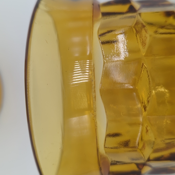 Vintage Amber Indiana glass cubist footed beverage glasses set of 4 - Picture 5 of 5